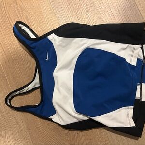 Nike Women's Blue and White One Piece Swimsuit